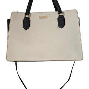 Kate Spade Leighann Laurel Way Leather Satchel almond/black Handbag